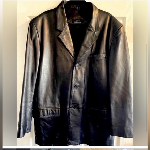 Vintage Other - Black Oversized Quality Leather Blazer Coat- Excellent Condition